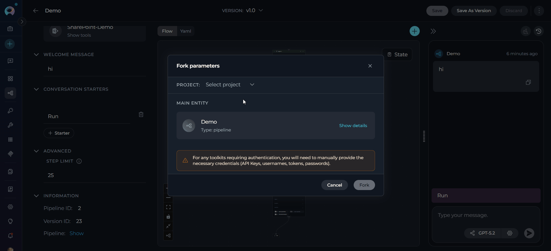 Fork Pipeline configs