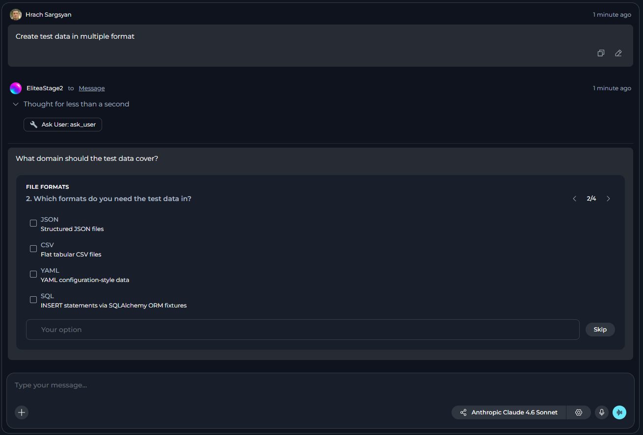 Ask User Questions Example