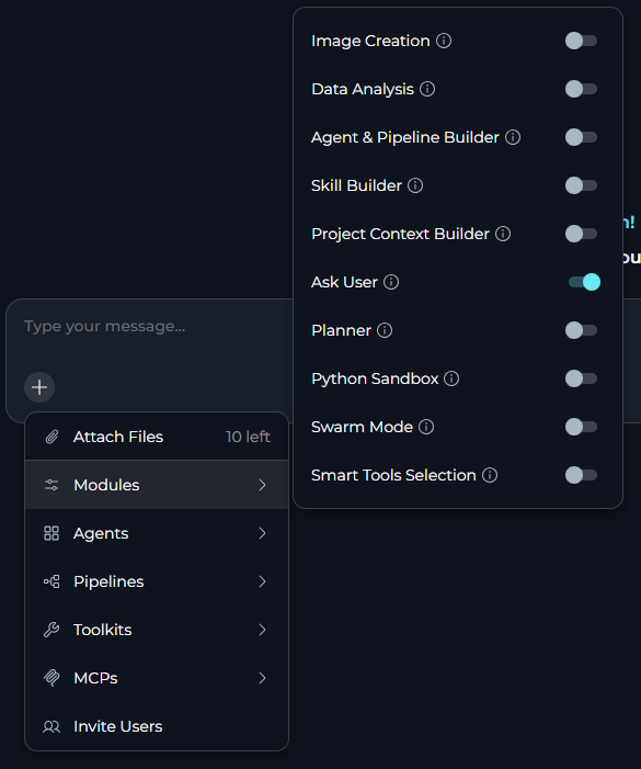Enable Ask User in a Conversation