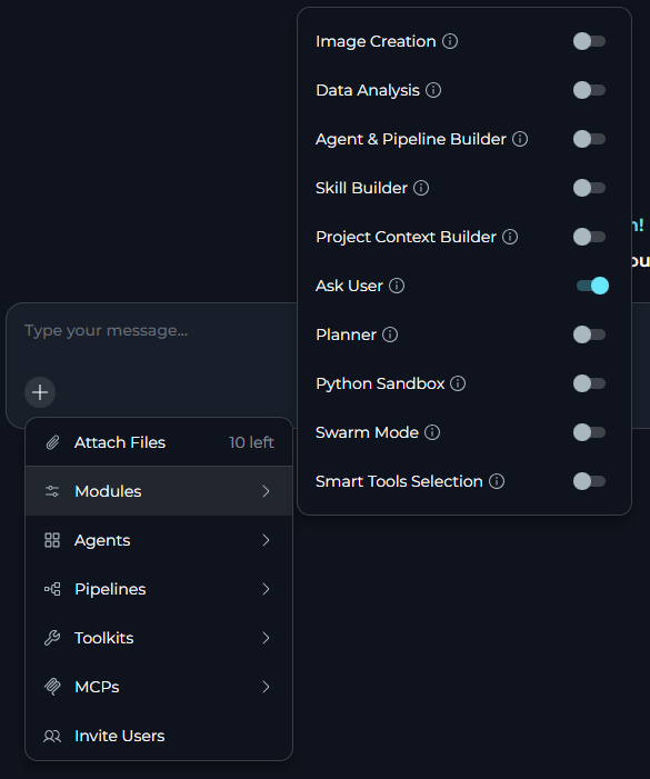 Enable Ask User in a Conversation