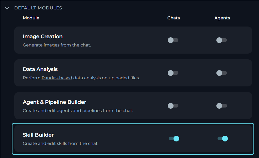 Enable Skill Builder in Project Settings