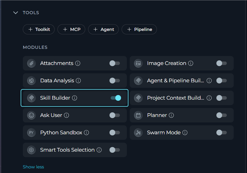 Enable Skill Builder in Agent Configuration