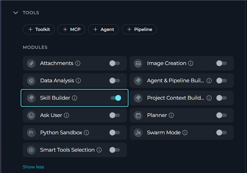 Enable Skill Builder in Agent Configuration