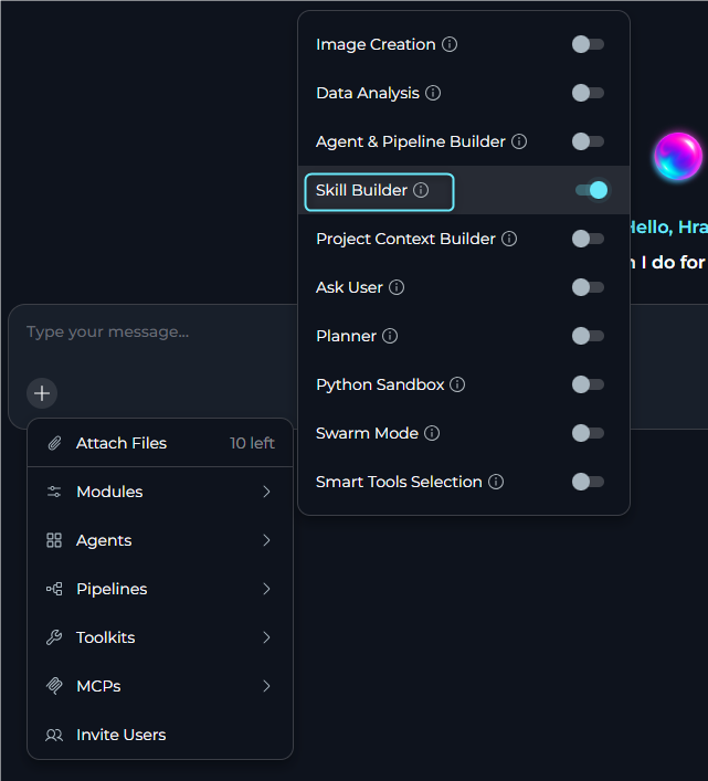 Enable Skill Builder in Chat