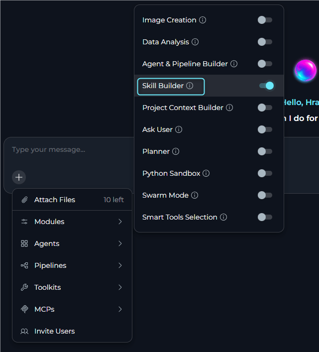 Enable Skill Builder in Chat