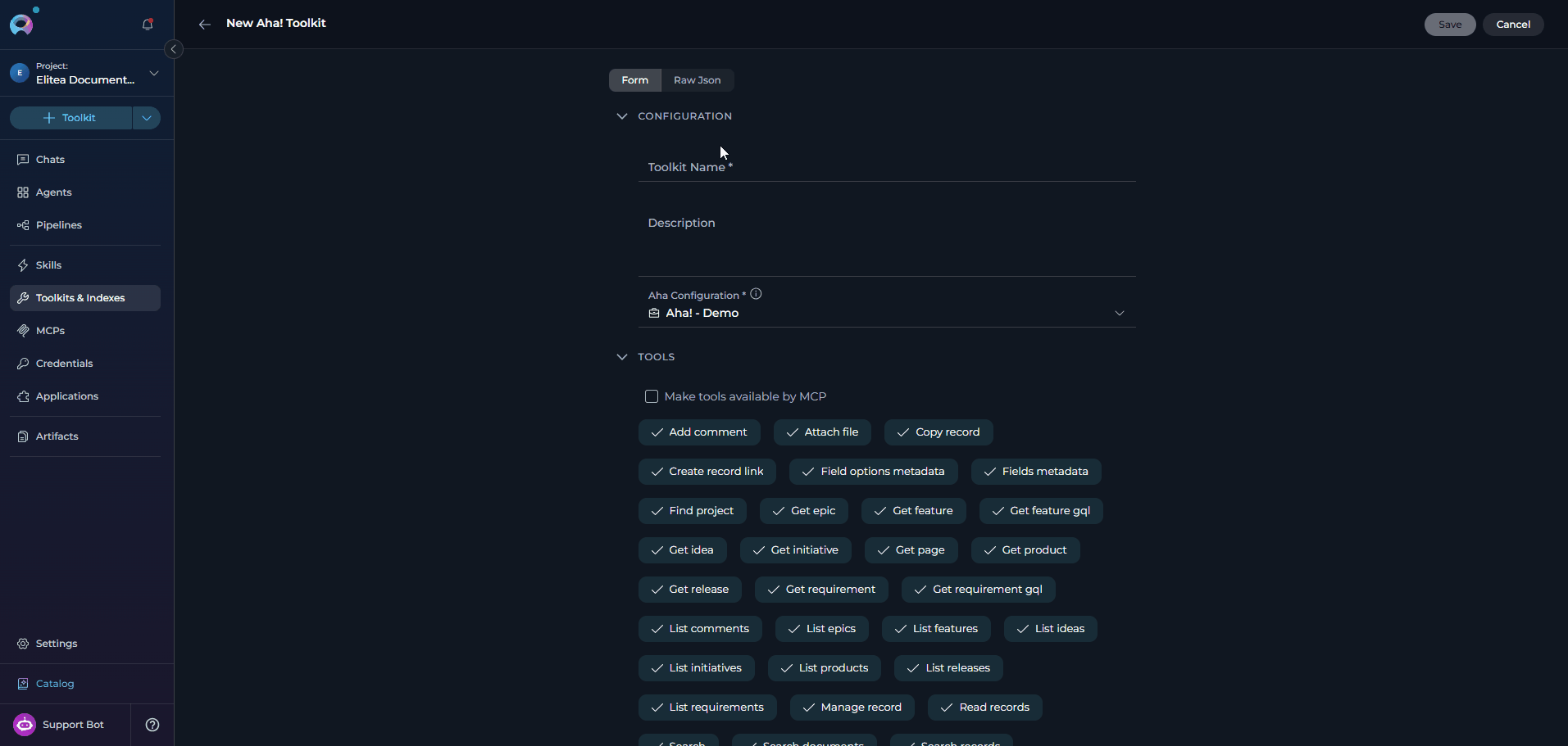 Aha! toolkit creation