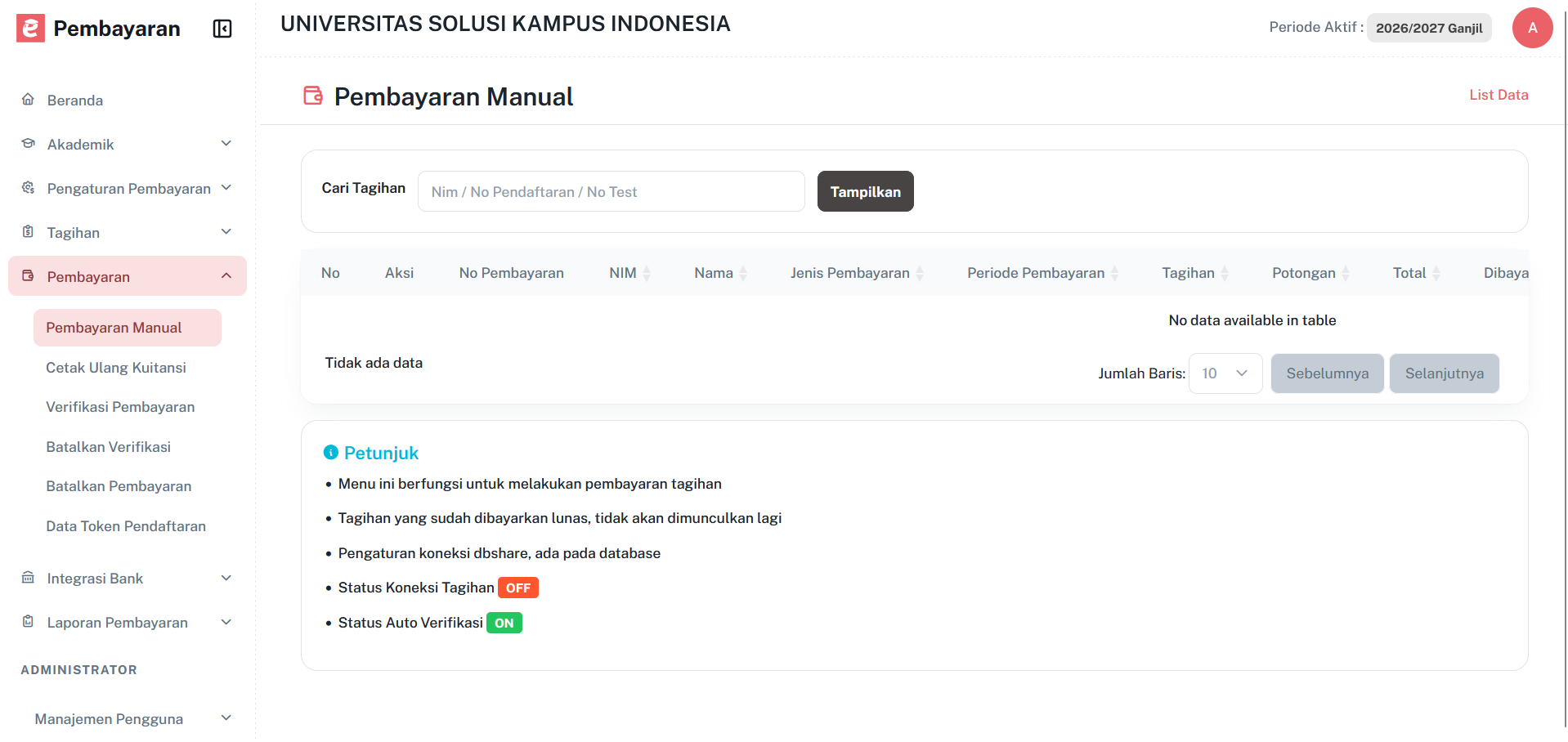 Halaman Pembayaran Manual