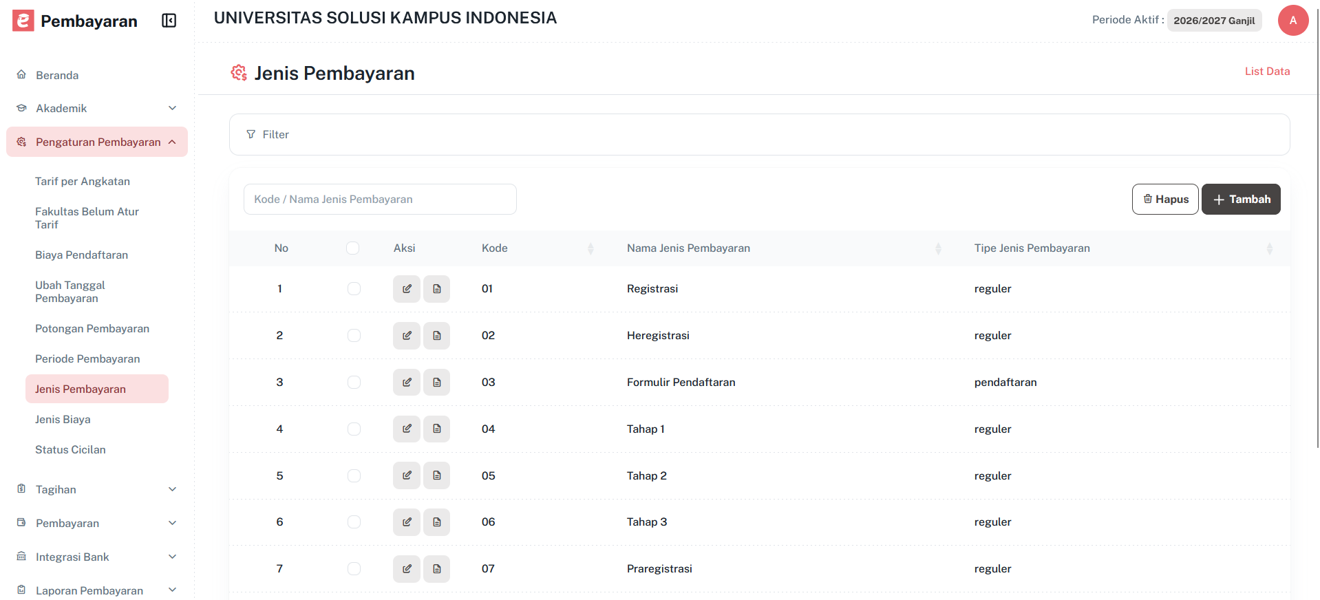 Halaman Jenis Pembayaran