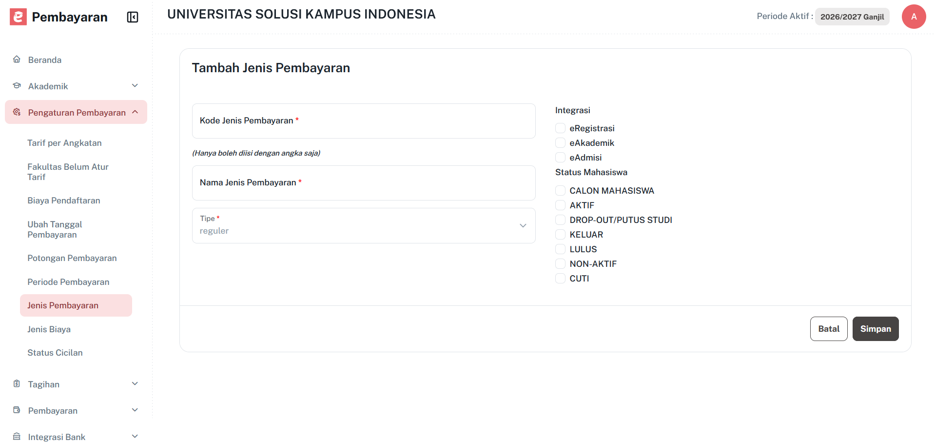 Halamantambahjenispembayaran Pengaturanpembayaran