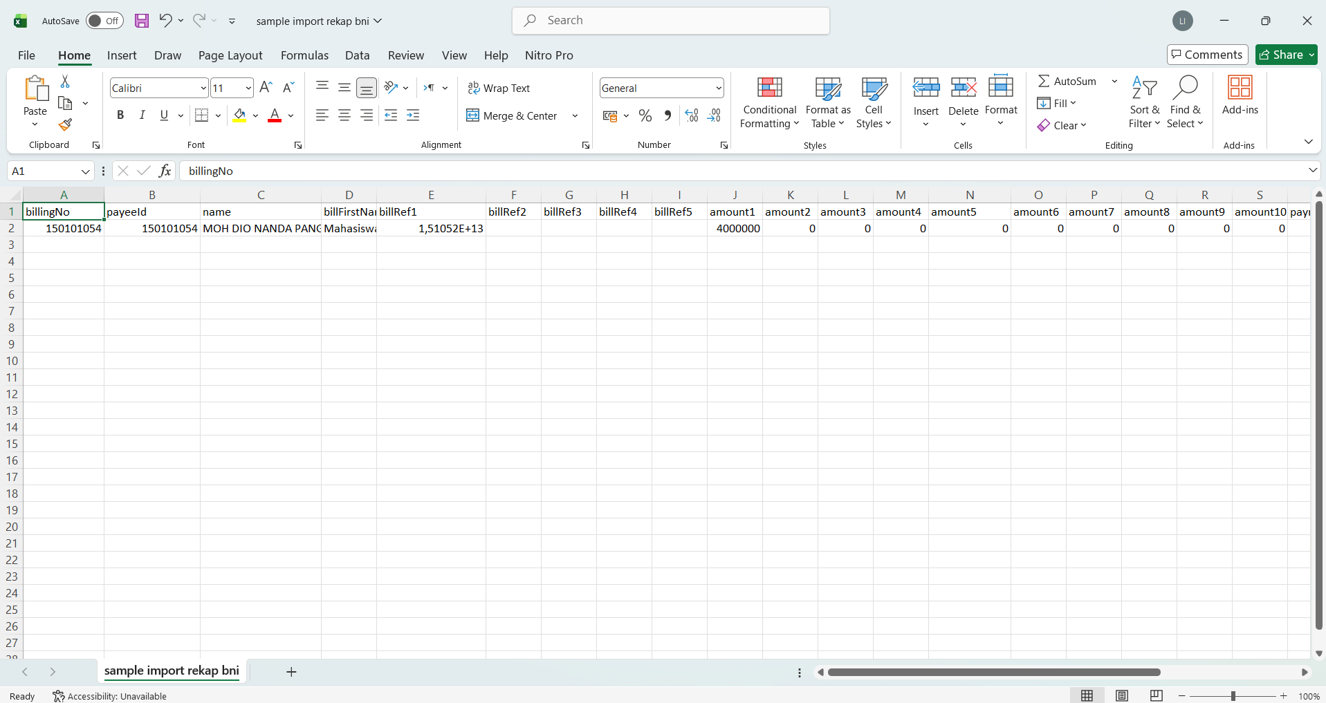Excelimportpembayaranbank Template
