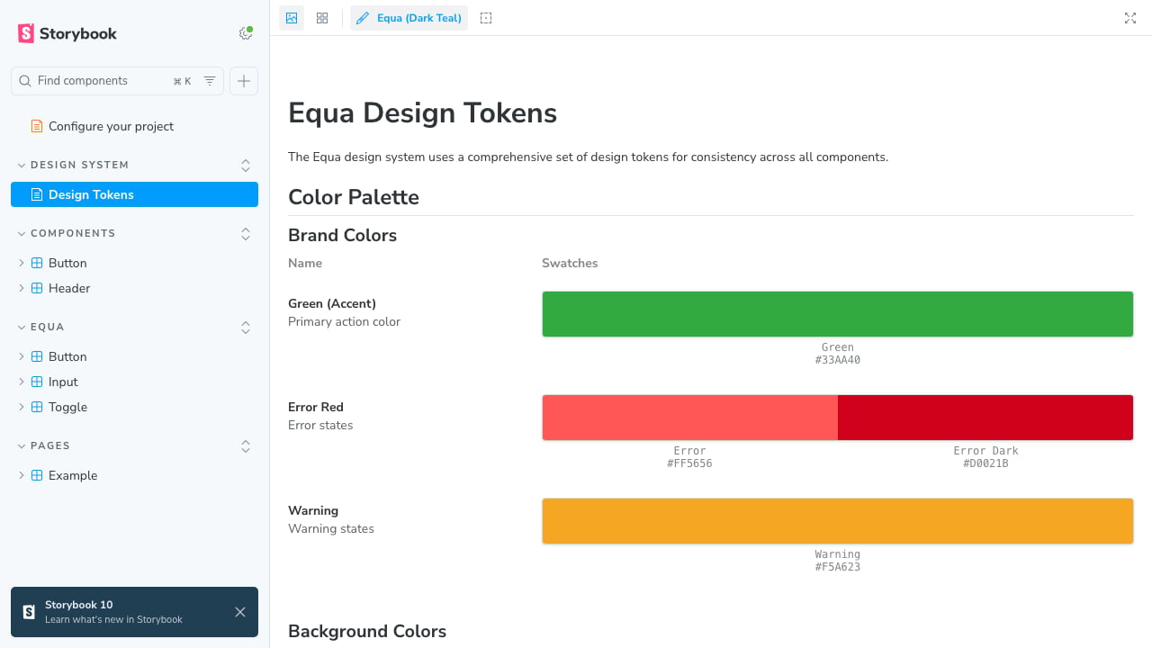 Design tokens visual reference