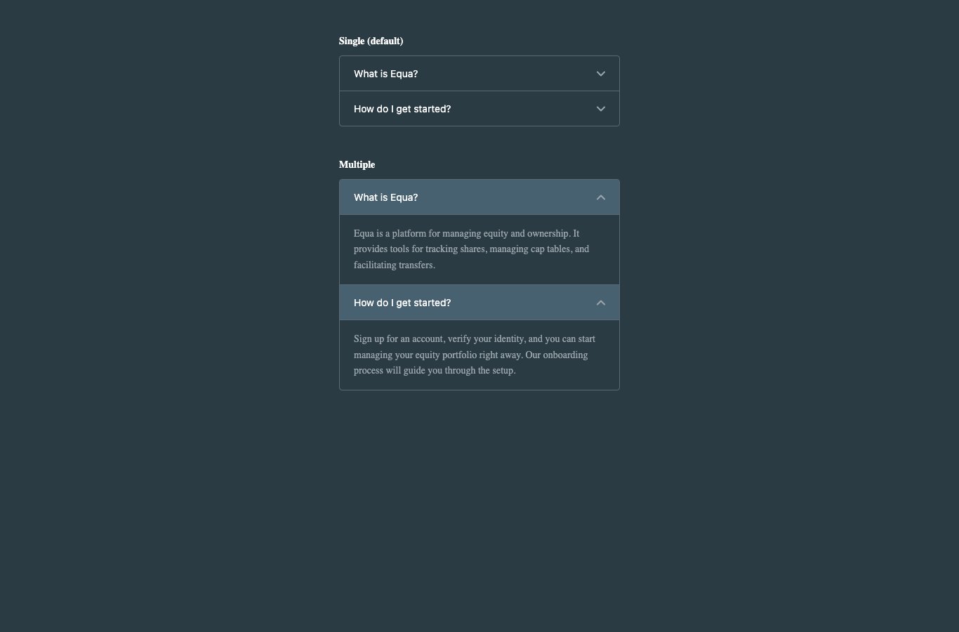 EquaAccordion dark theme