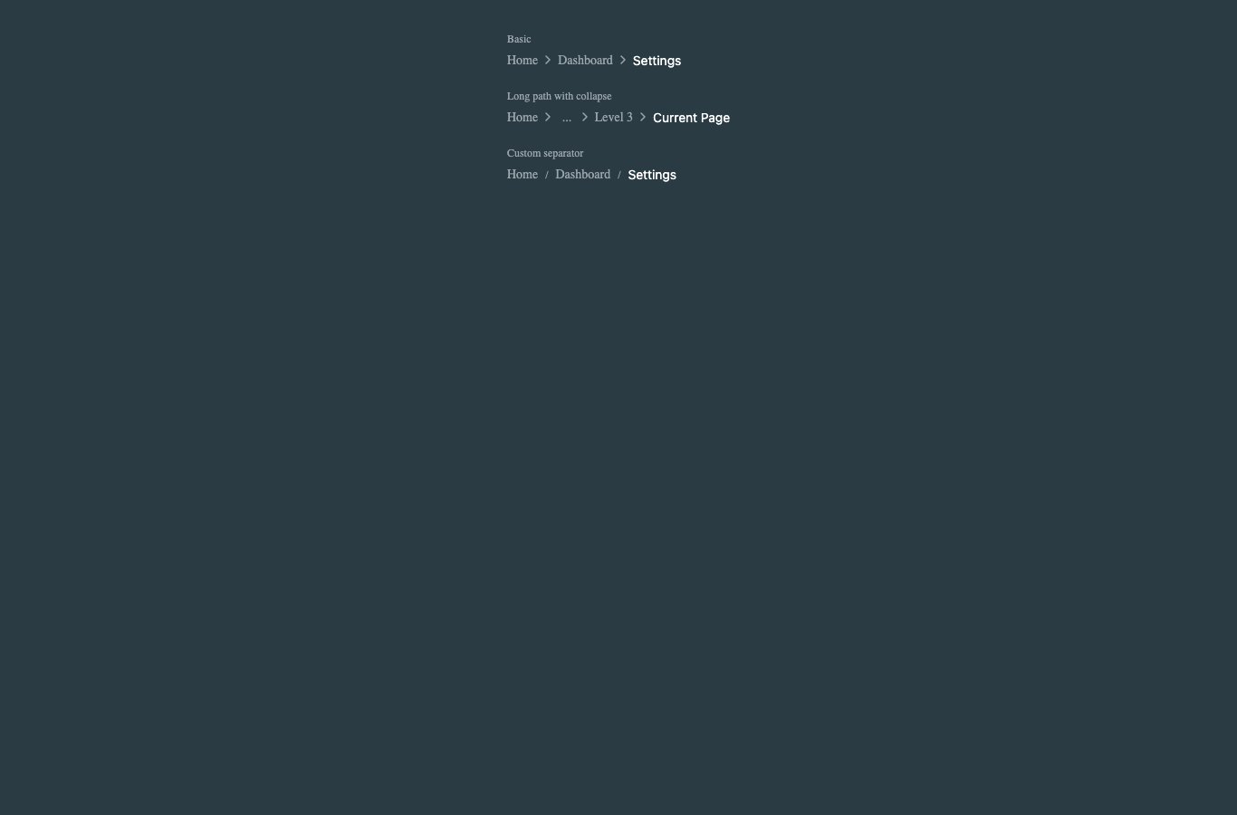 EquaBreadcrumb dark theme