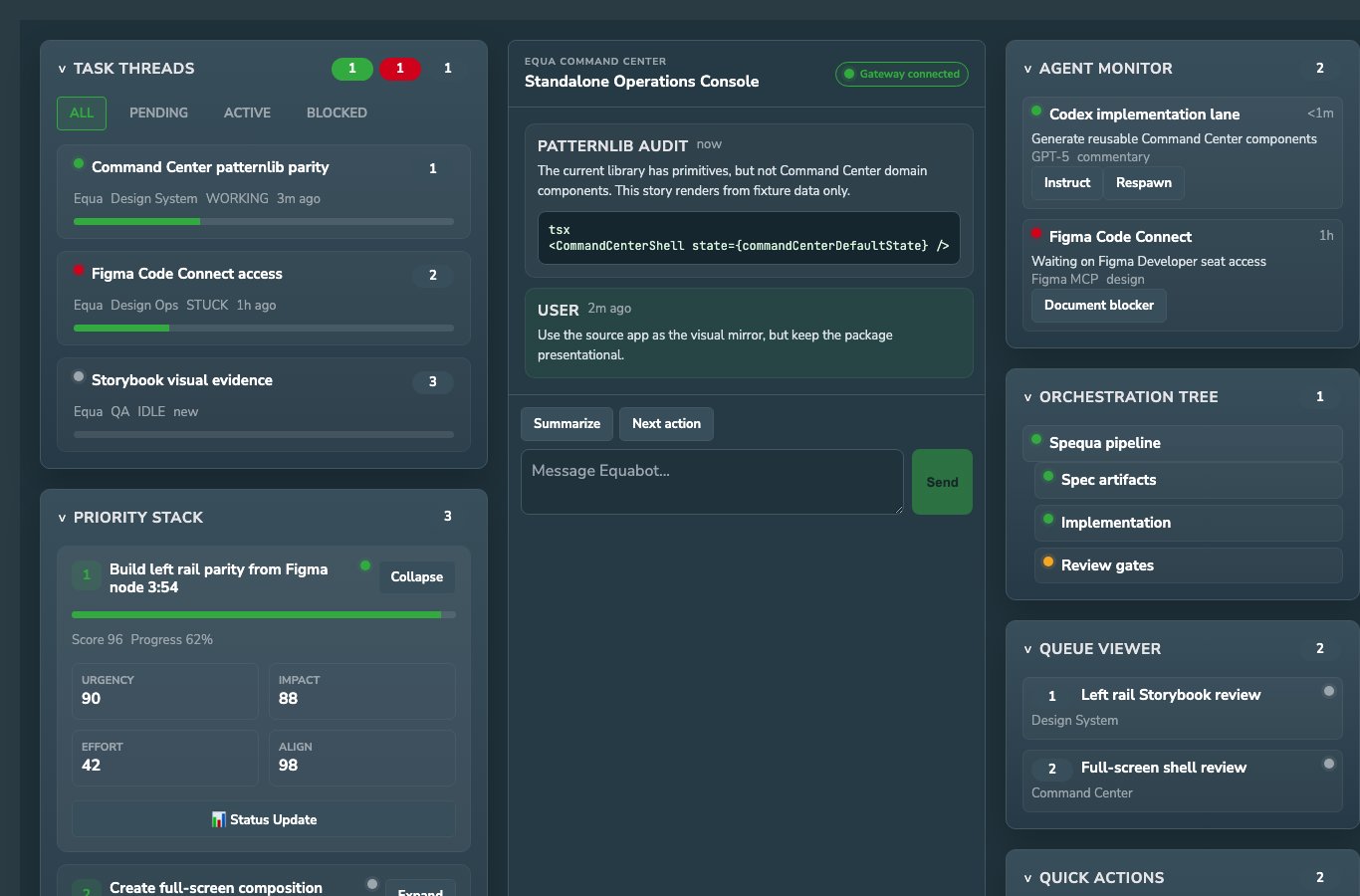 EquaCommandCenter dark theme