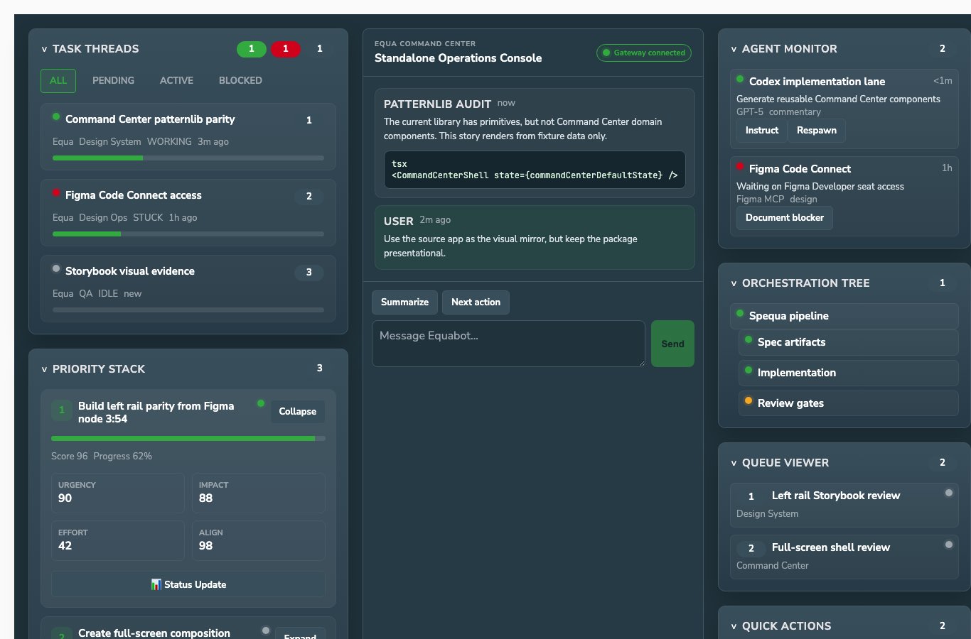 EquaCommandCenter light theme