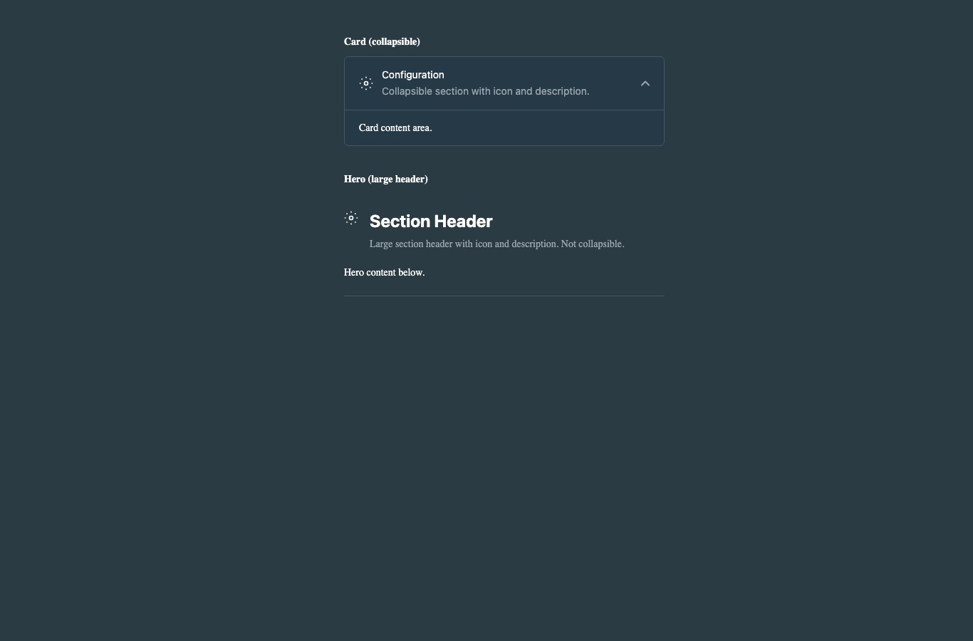 EquaConfigSection dark theme
