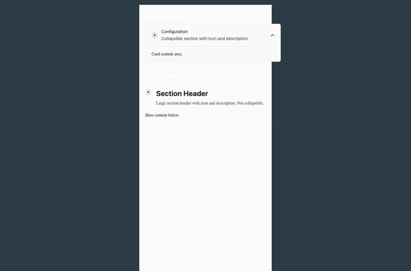 EquaConfigSection light theme
