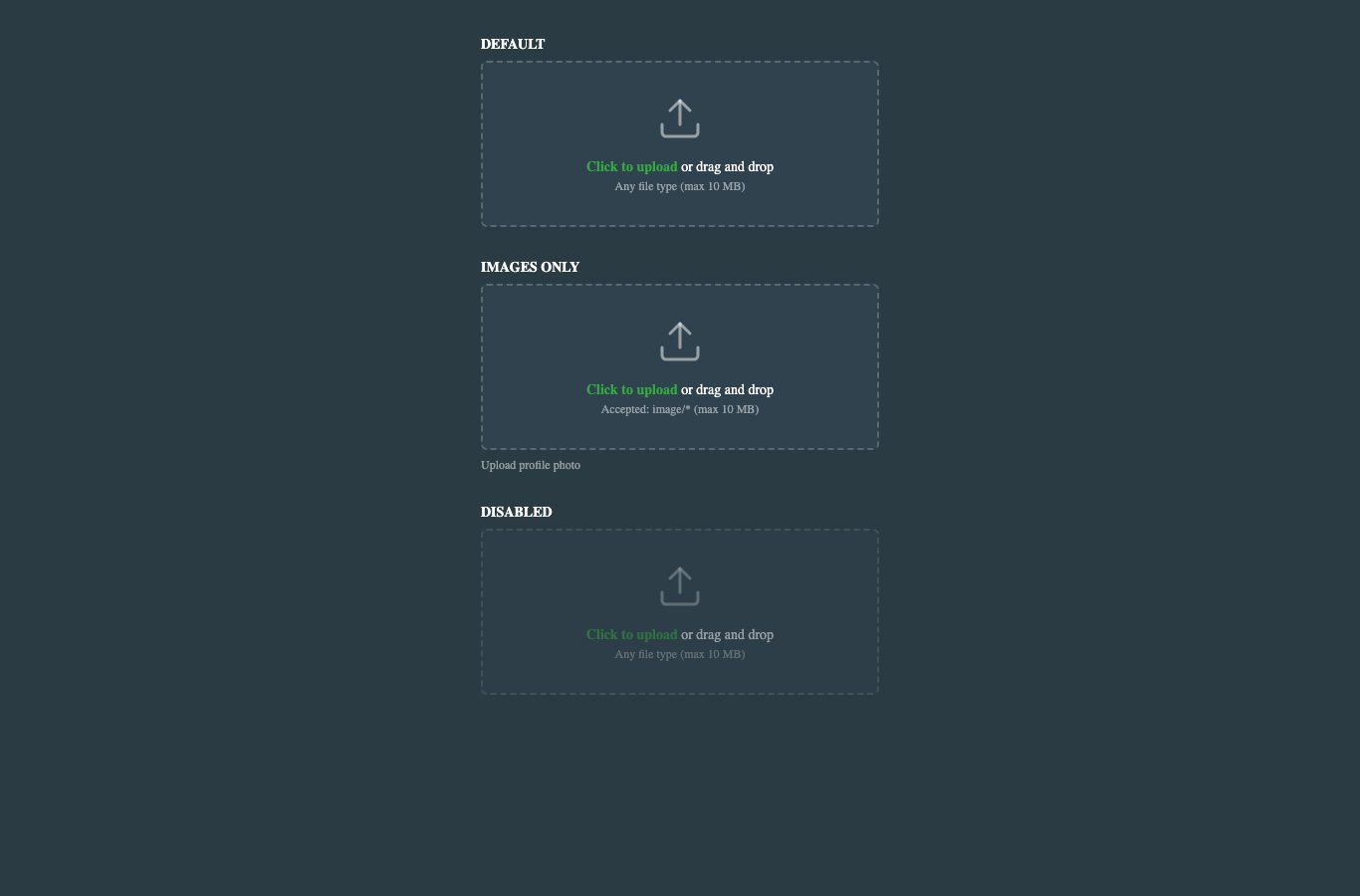 EquaFileUpload dark theme