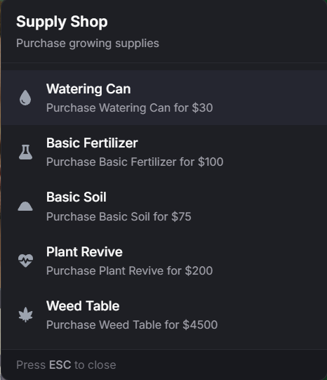 Cannabis growing system in Equinox Roleplay