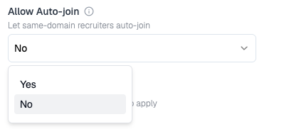 Allow Auto-join dropdown with Yes and No options