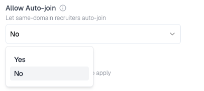 Allow Auto-join dropdown with Yes and No options
