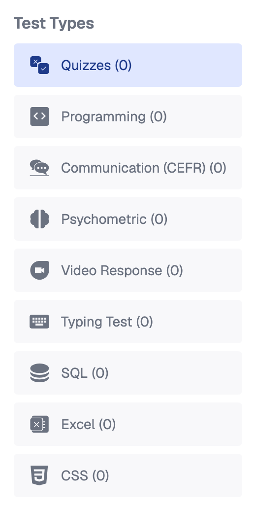 Equip's official assessment types it supports