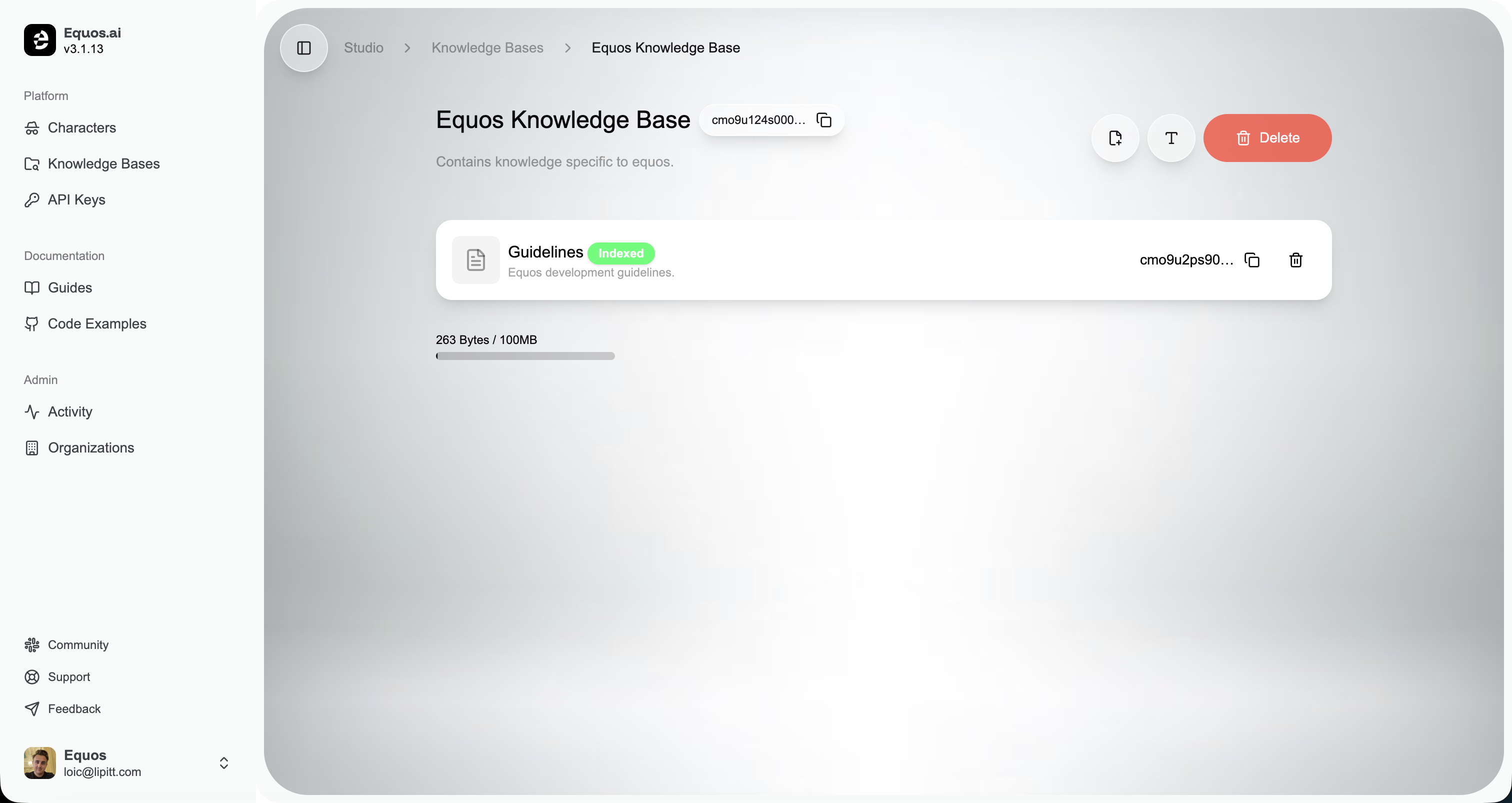 Create a Knowledge Base - Equos Doc