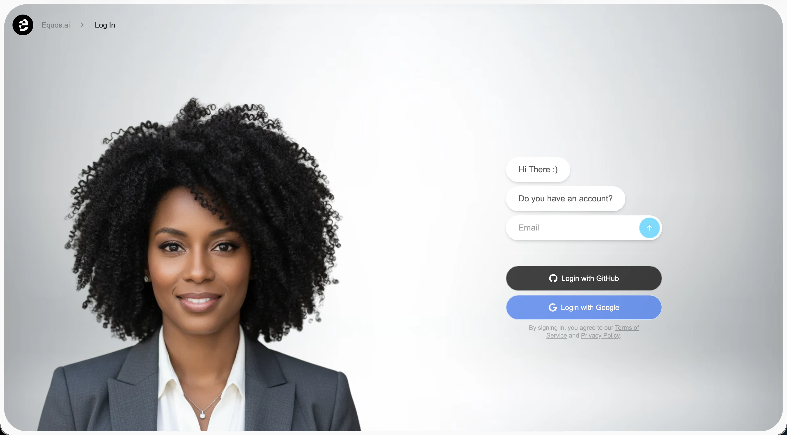 Signing in to the Equos Studio