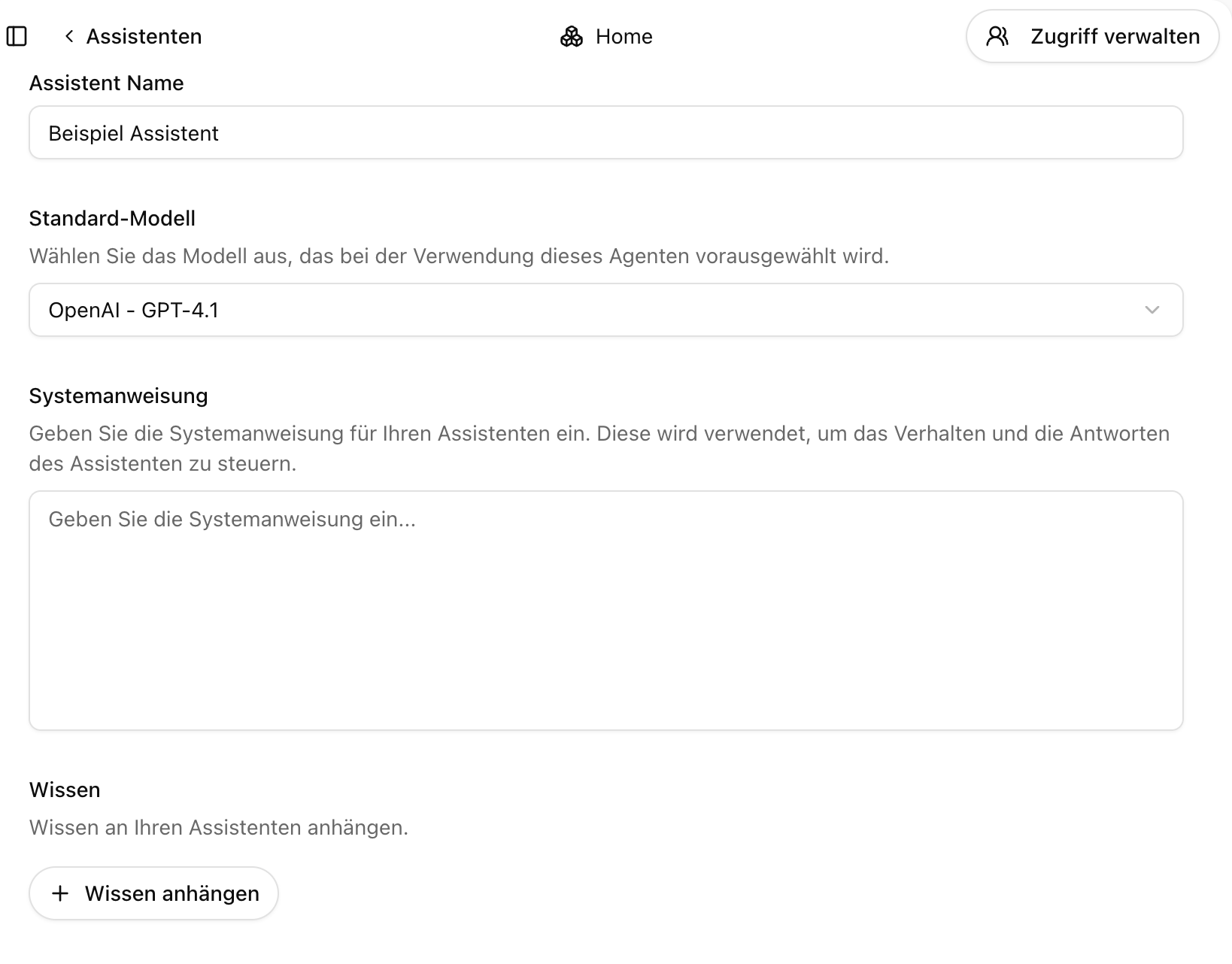 Assistenten-Oberfläche