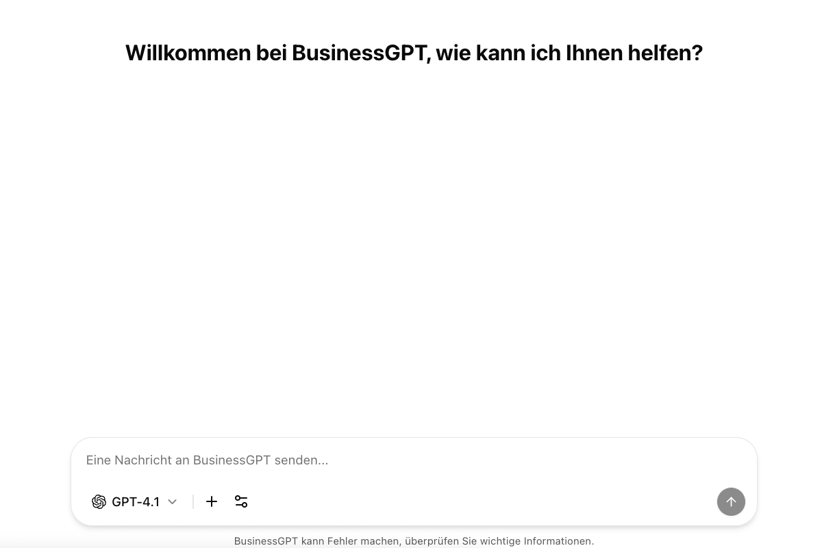 BusinessGPT Chat-Oberfläche