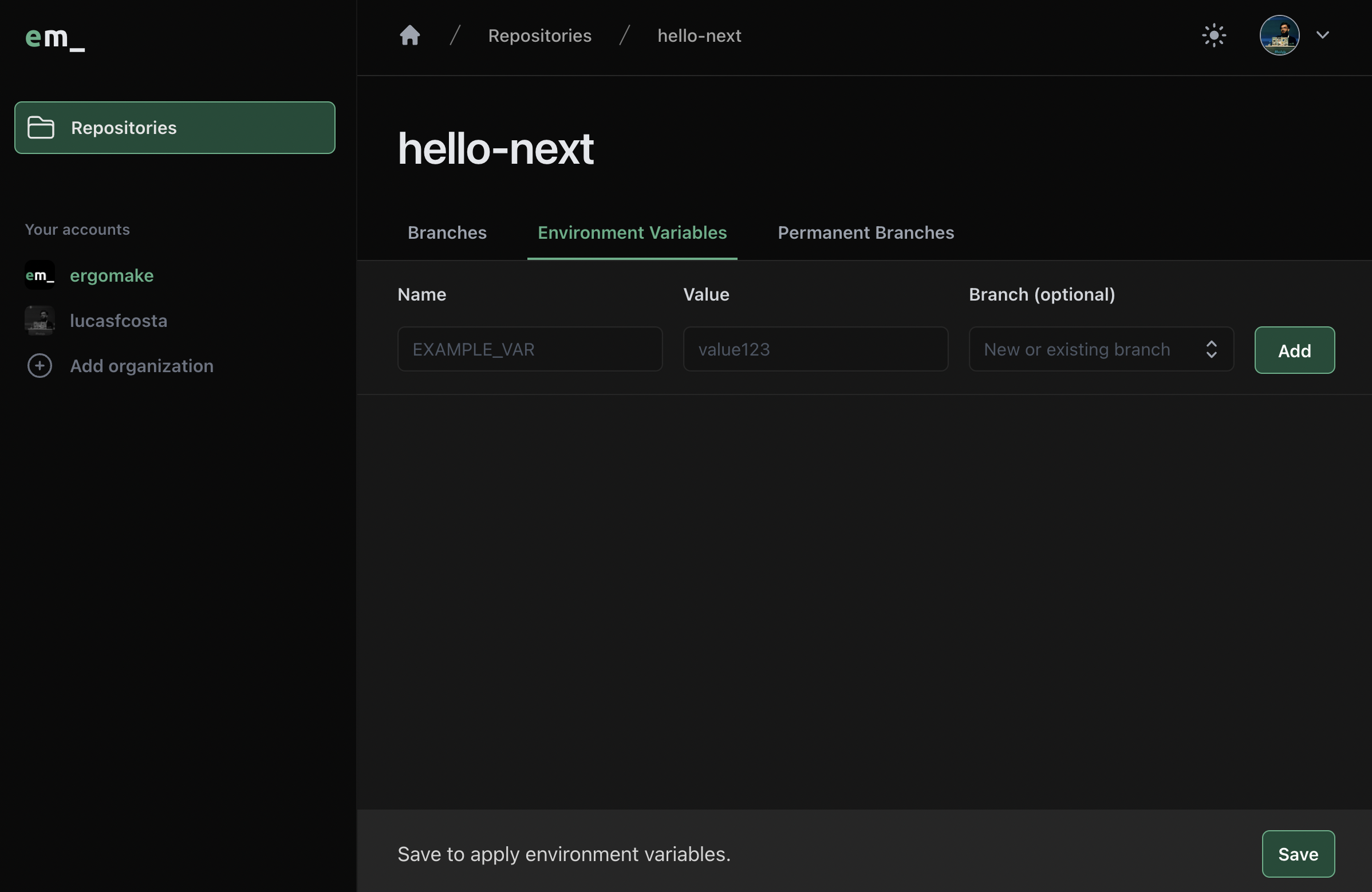 Environment variables dark