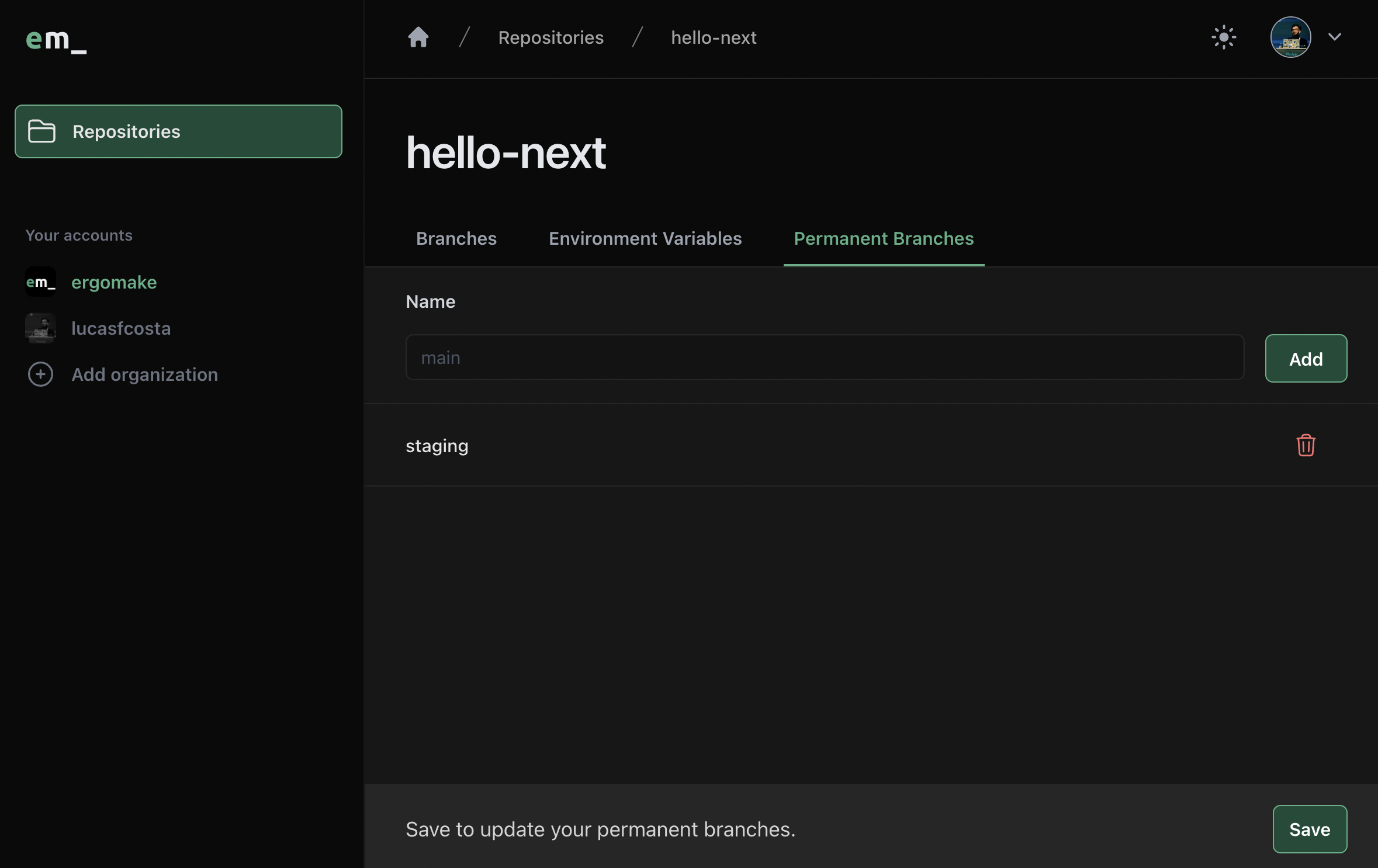 Permanent branches dark