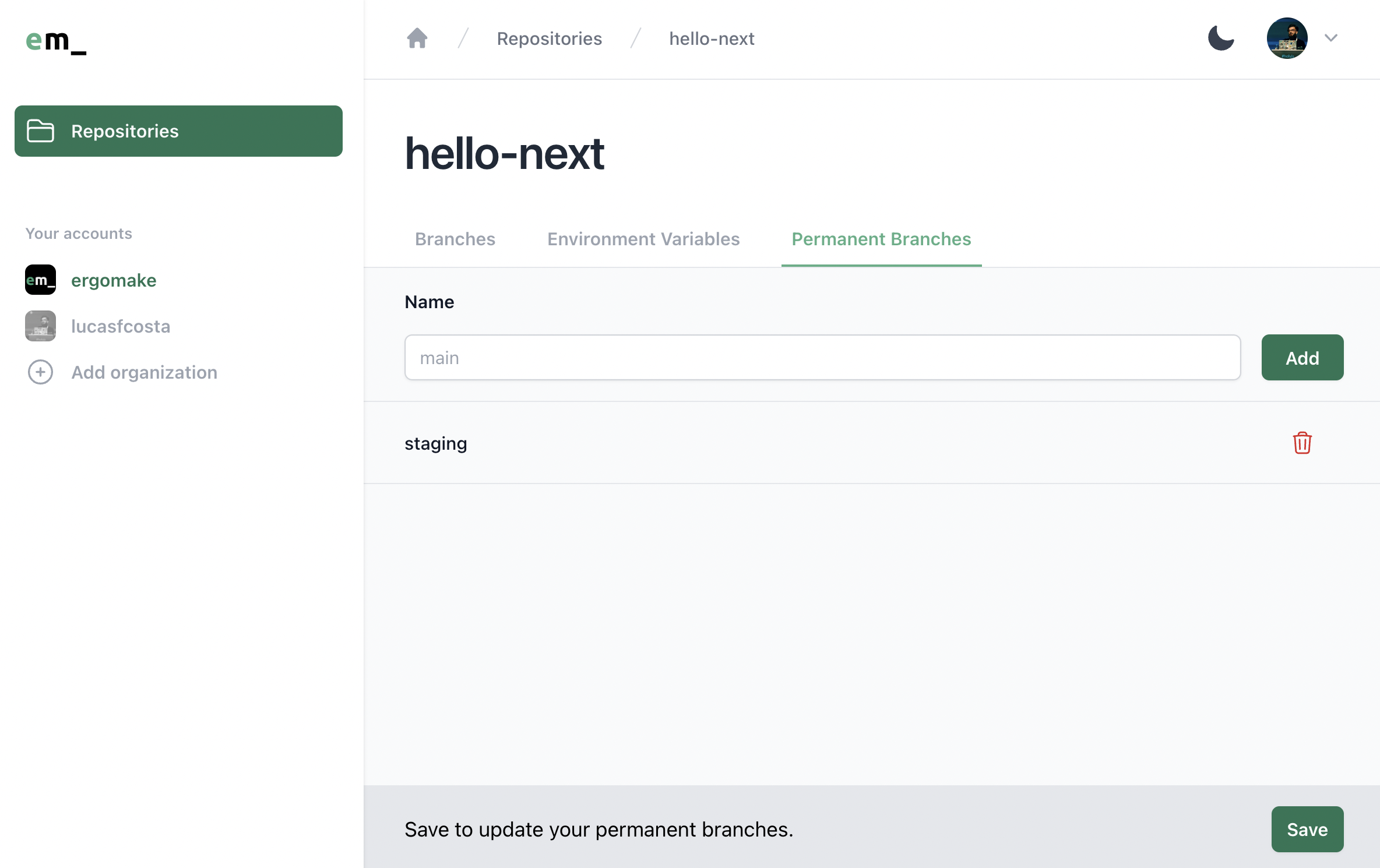 Permanent branches light