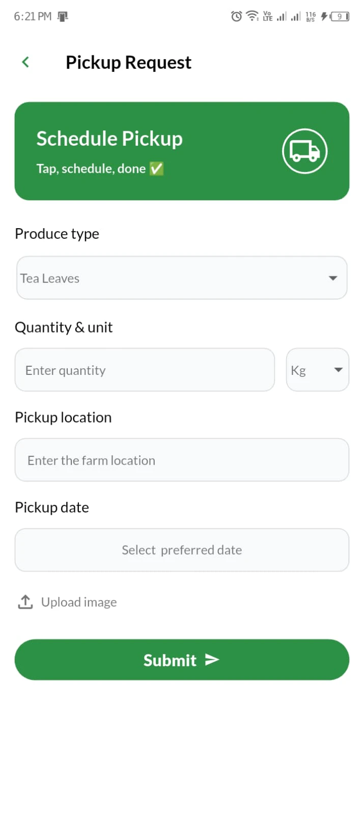 Produce Pickup Request Form