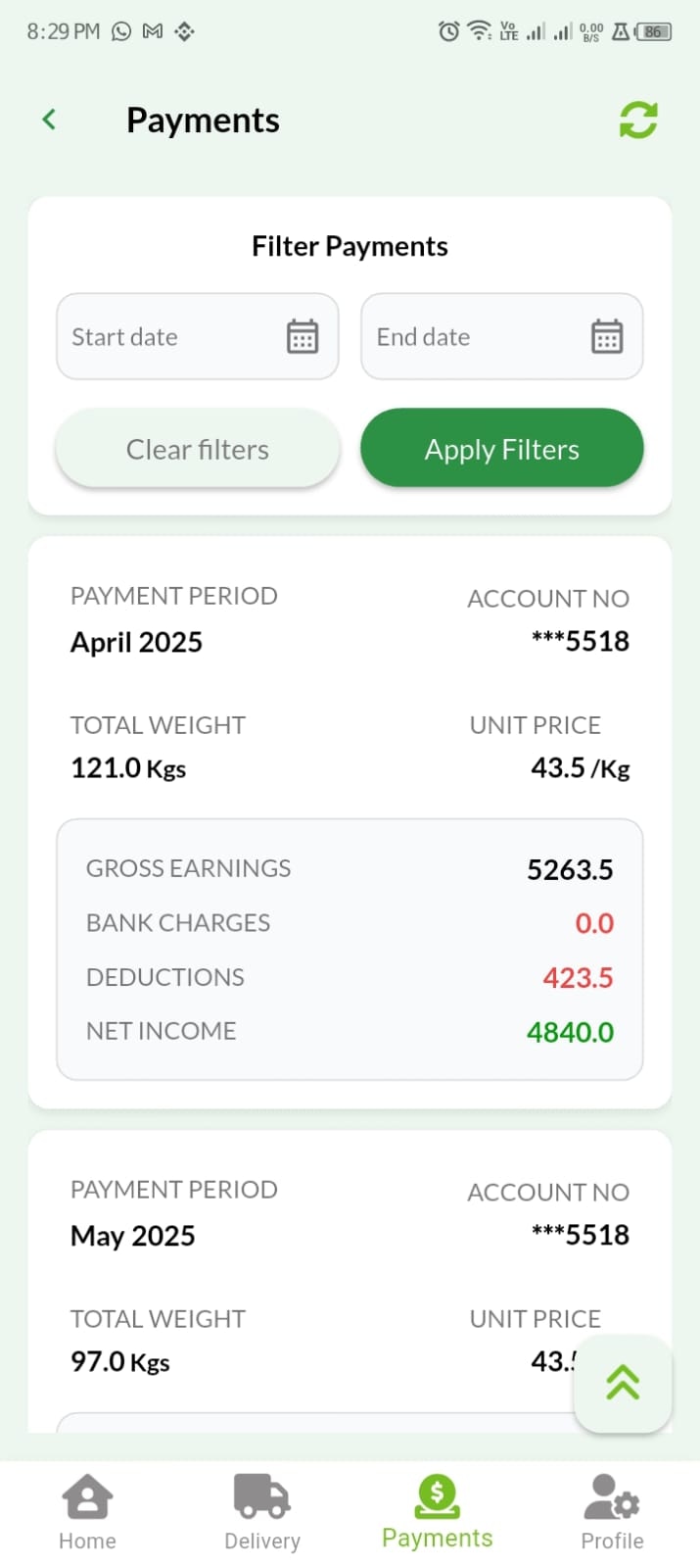 Current Year Payments Ledger