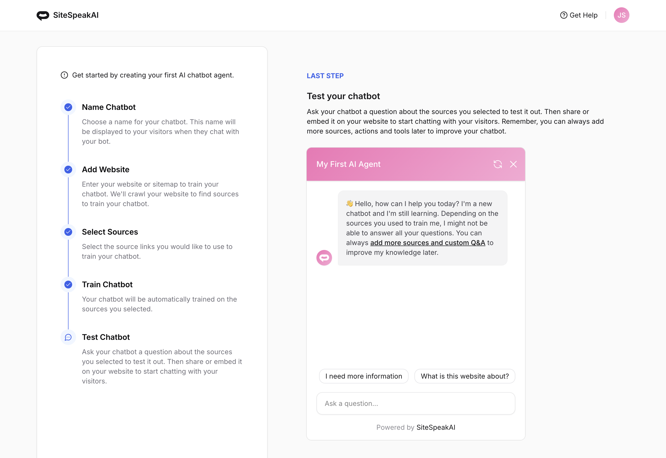 Chatbot created successfully
