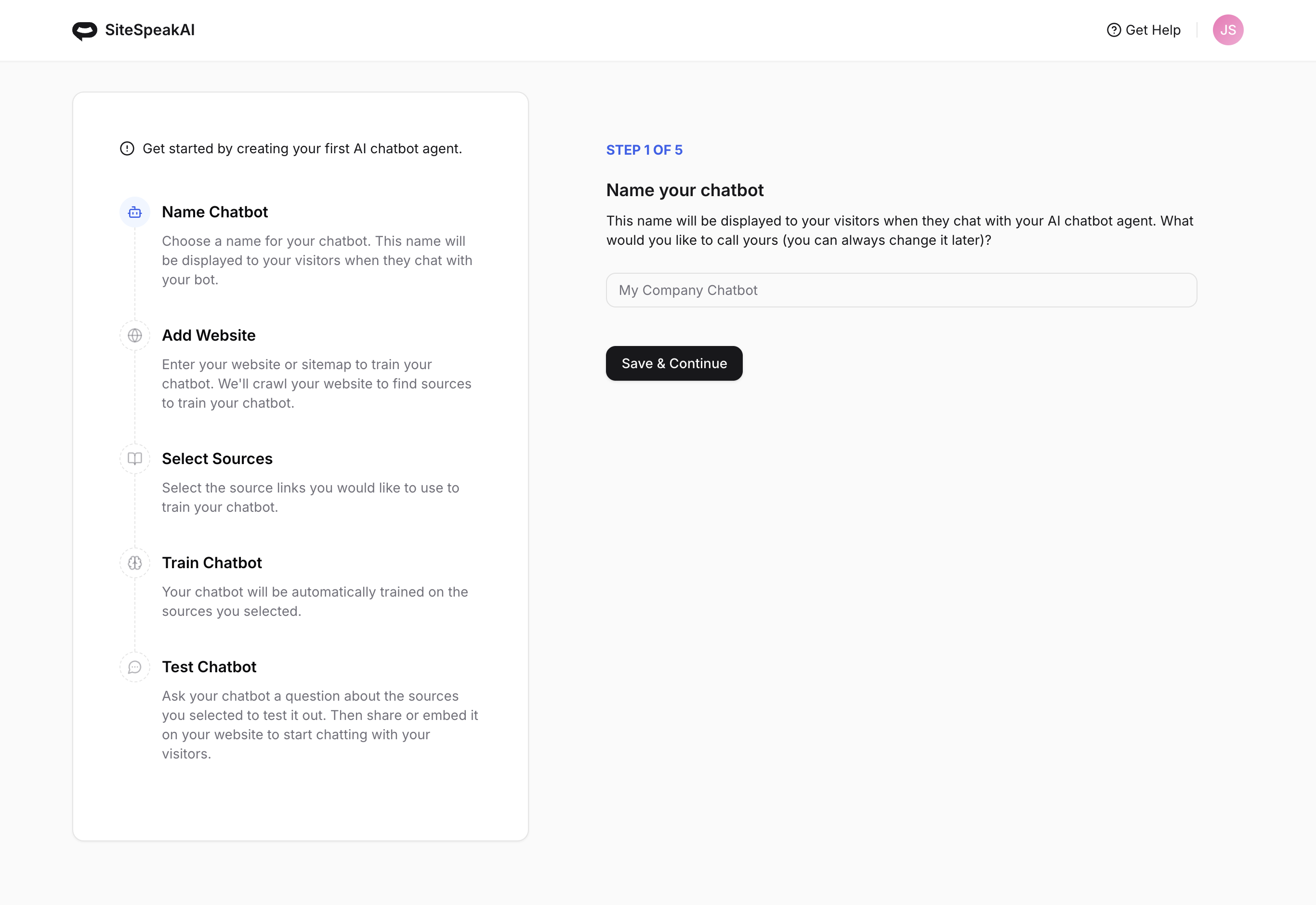 Create your AI chatbot - SiteSpeakAI Docs