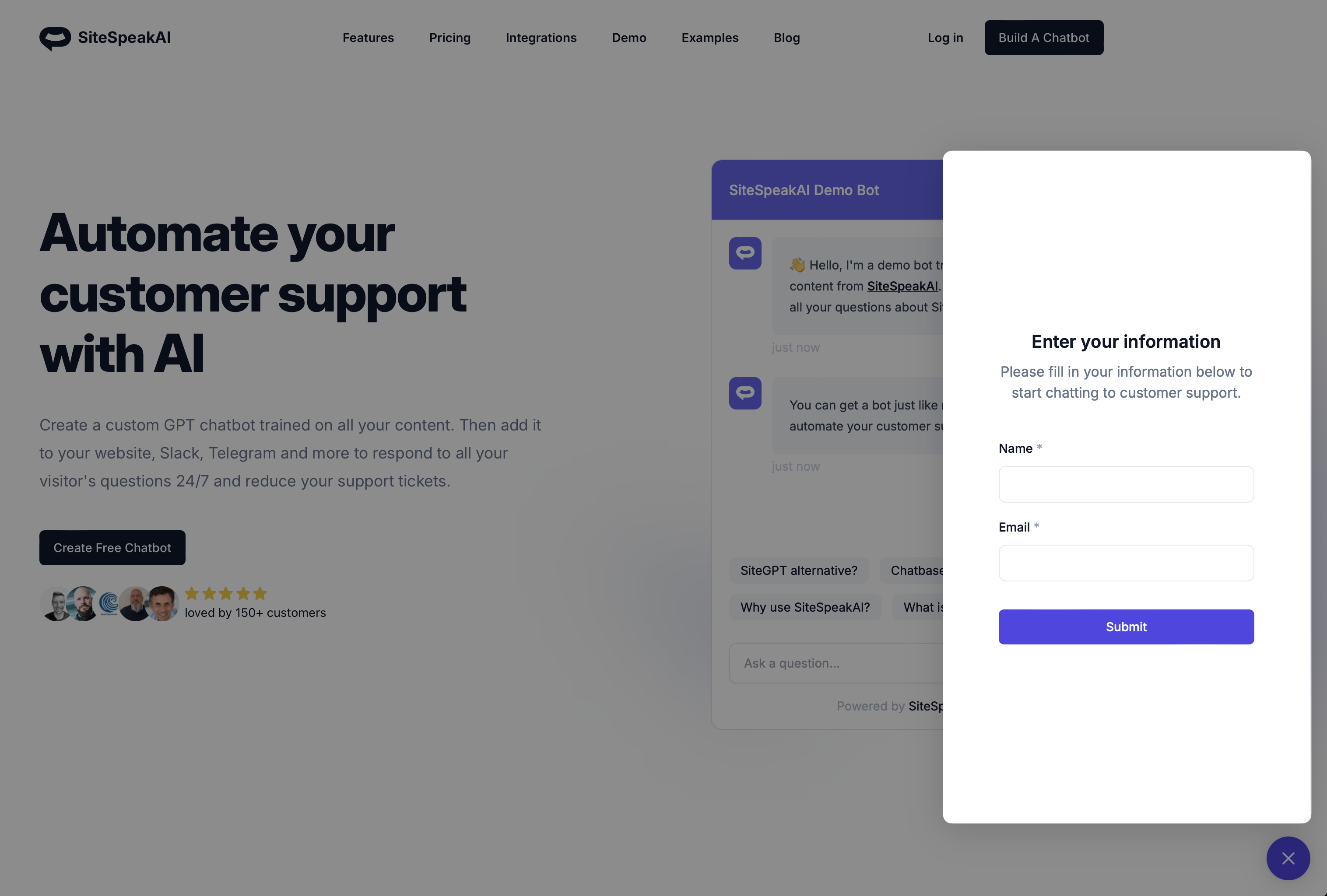 Lead capture form preview