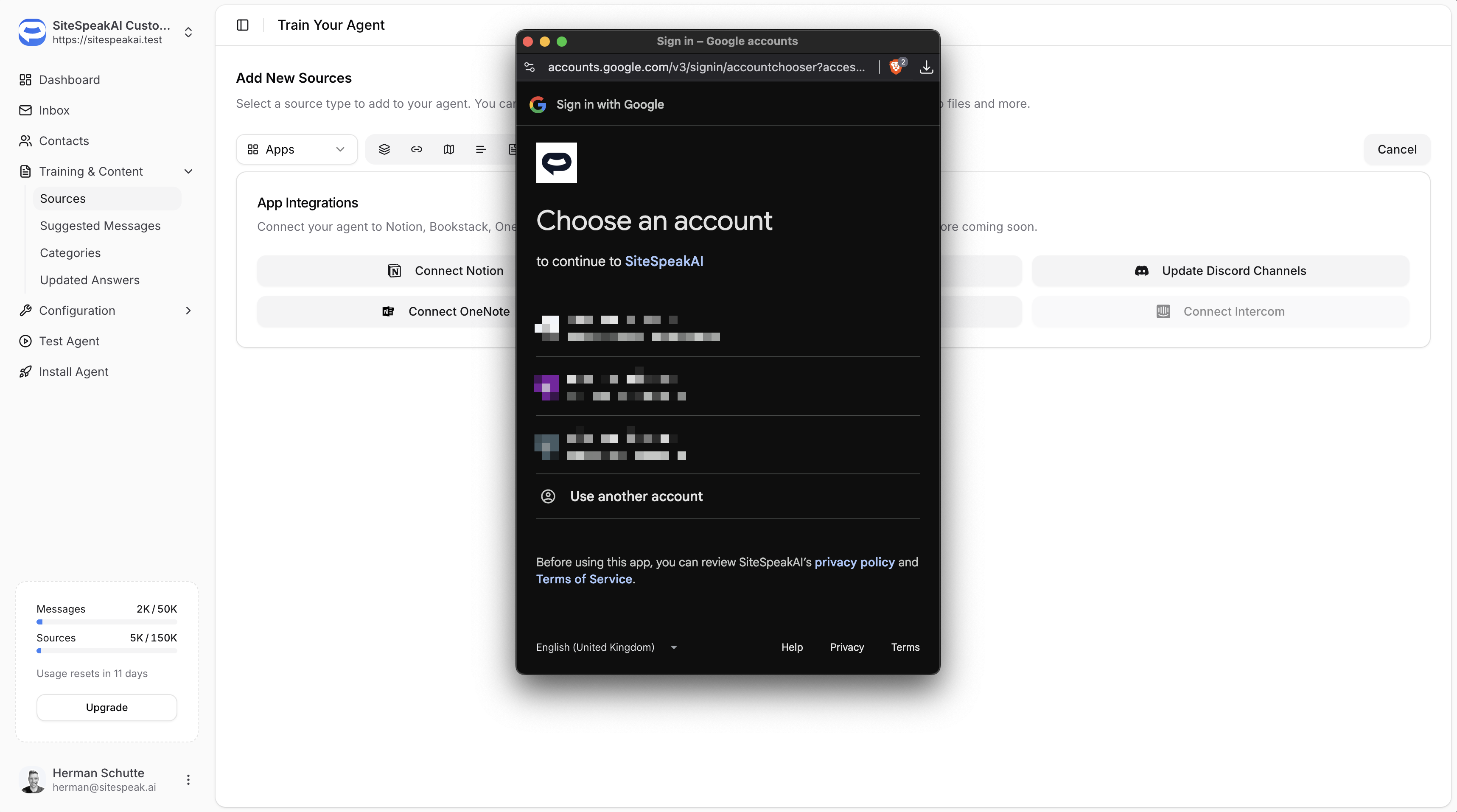 Google account chooser