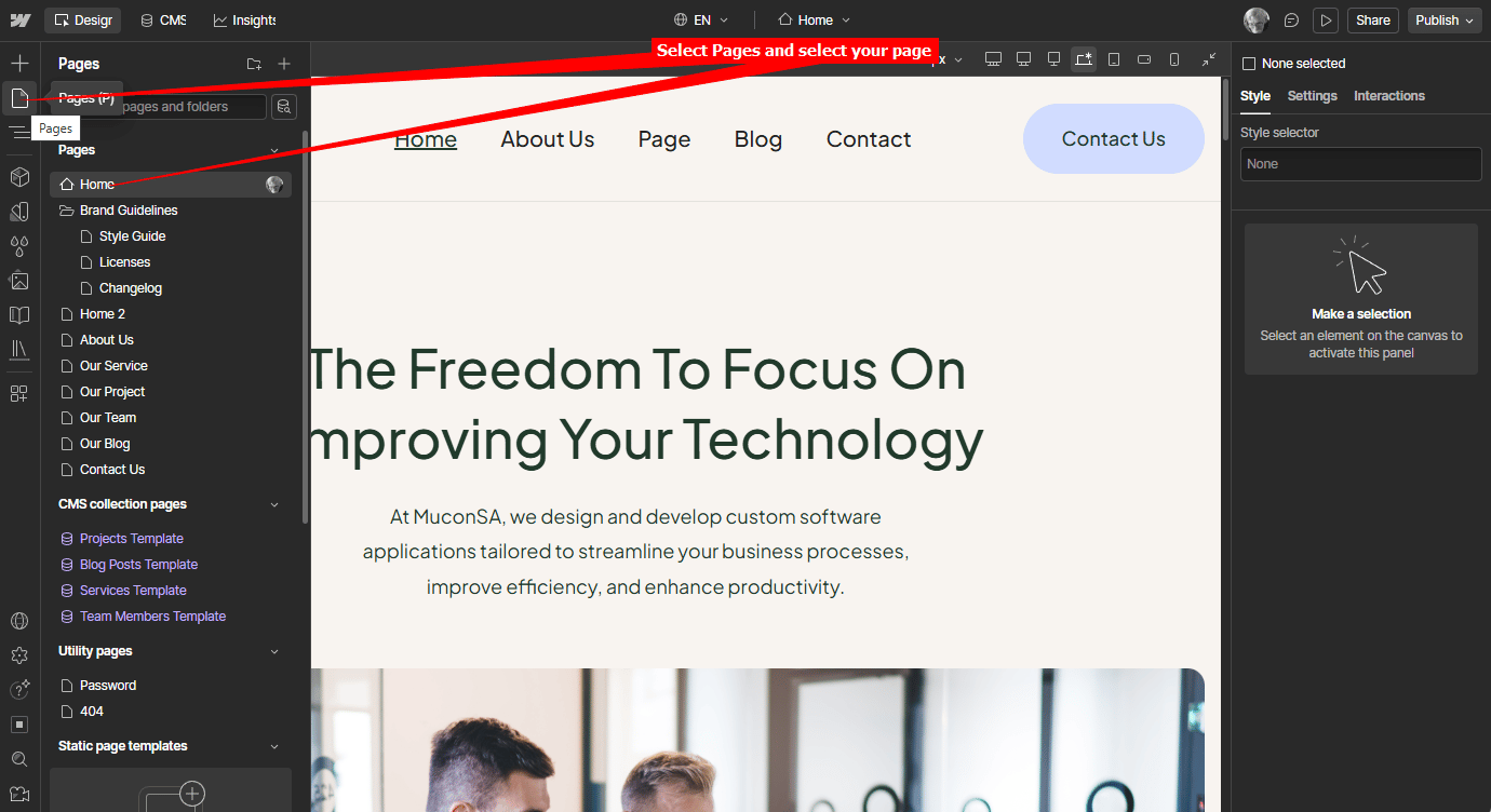 6-Webflow-Select-your-page