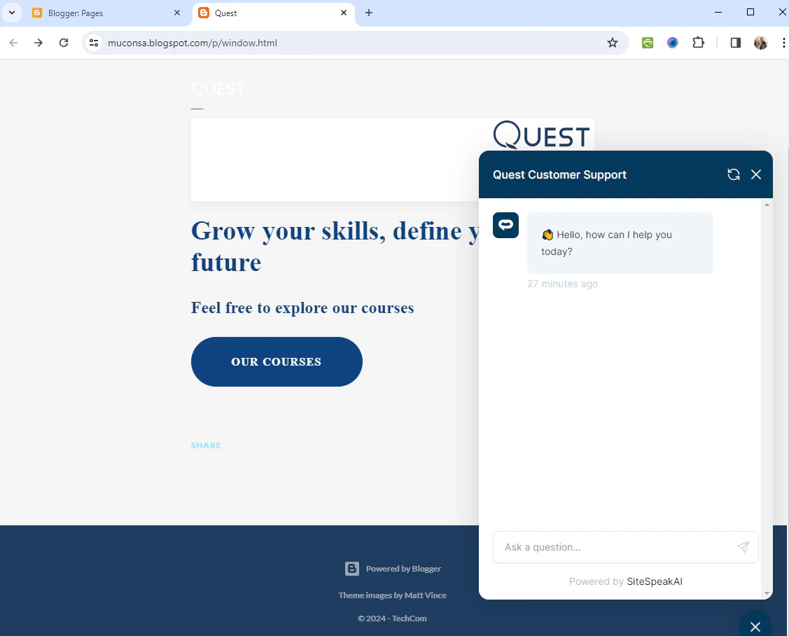8 - Blogger - Chatbot dialogue displayed on live page .png