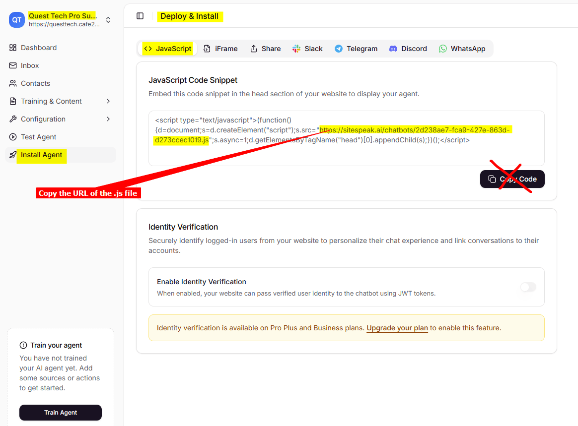 Copy js file url