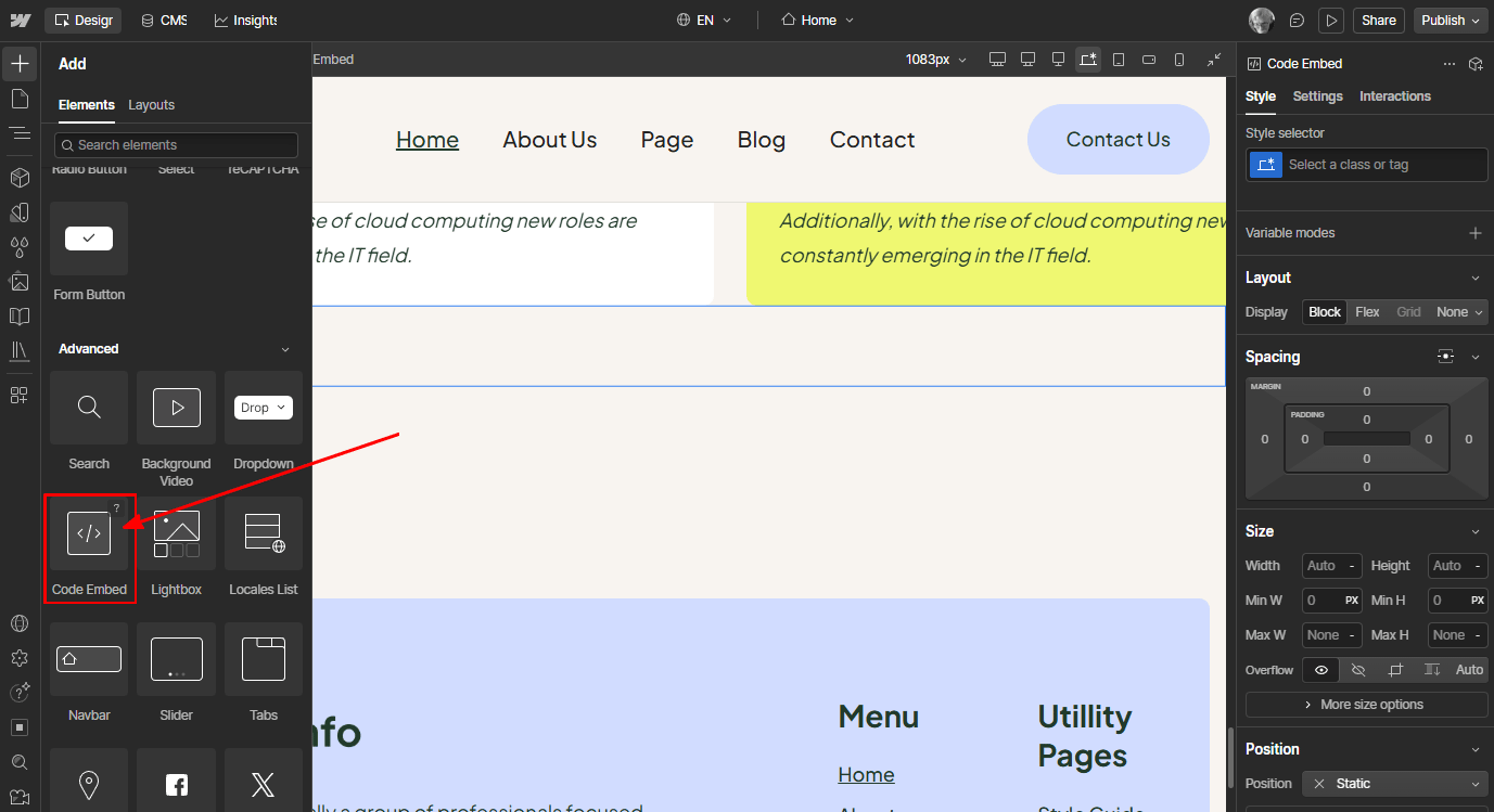 9-Webflow-Code-Embed-element