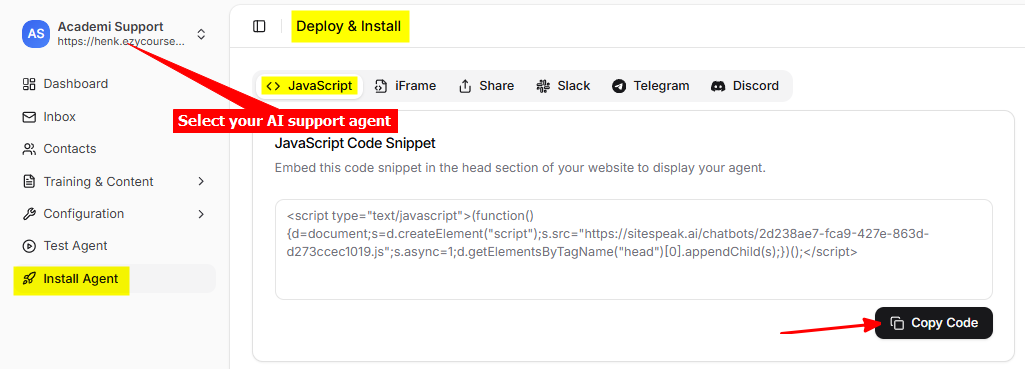 Copy code snippet
