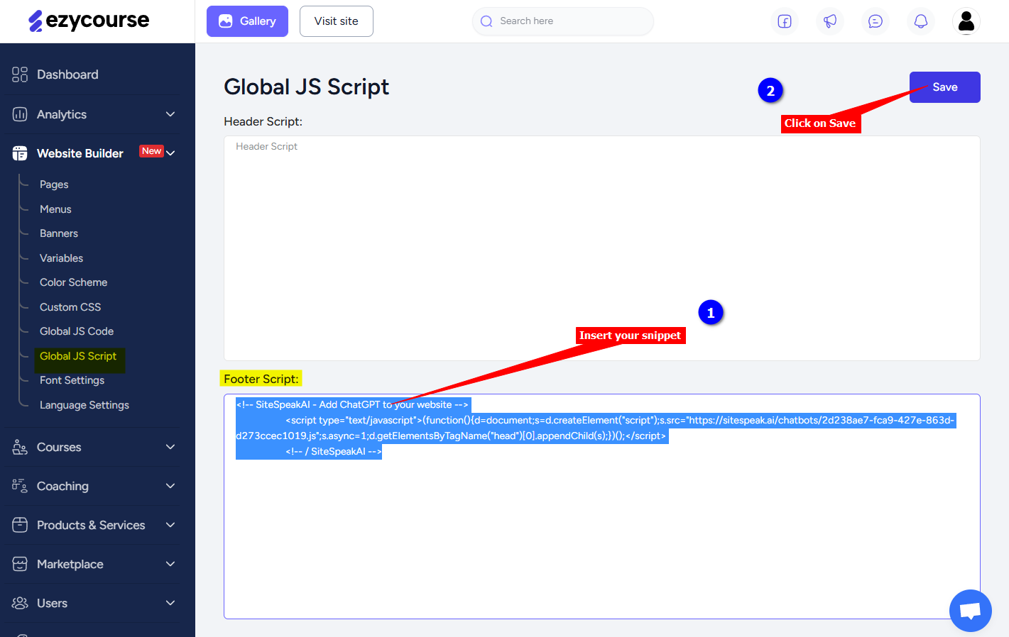 Insert agent script globally