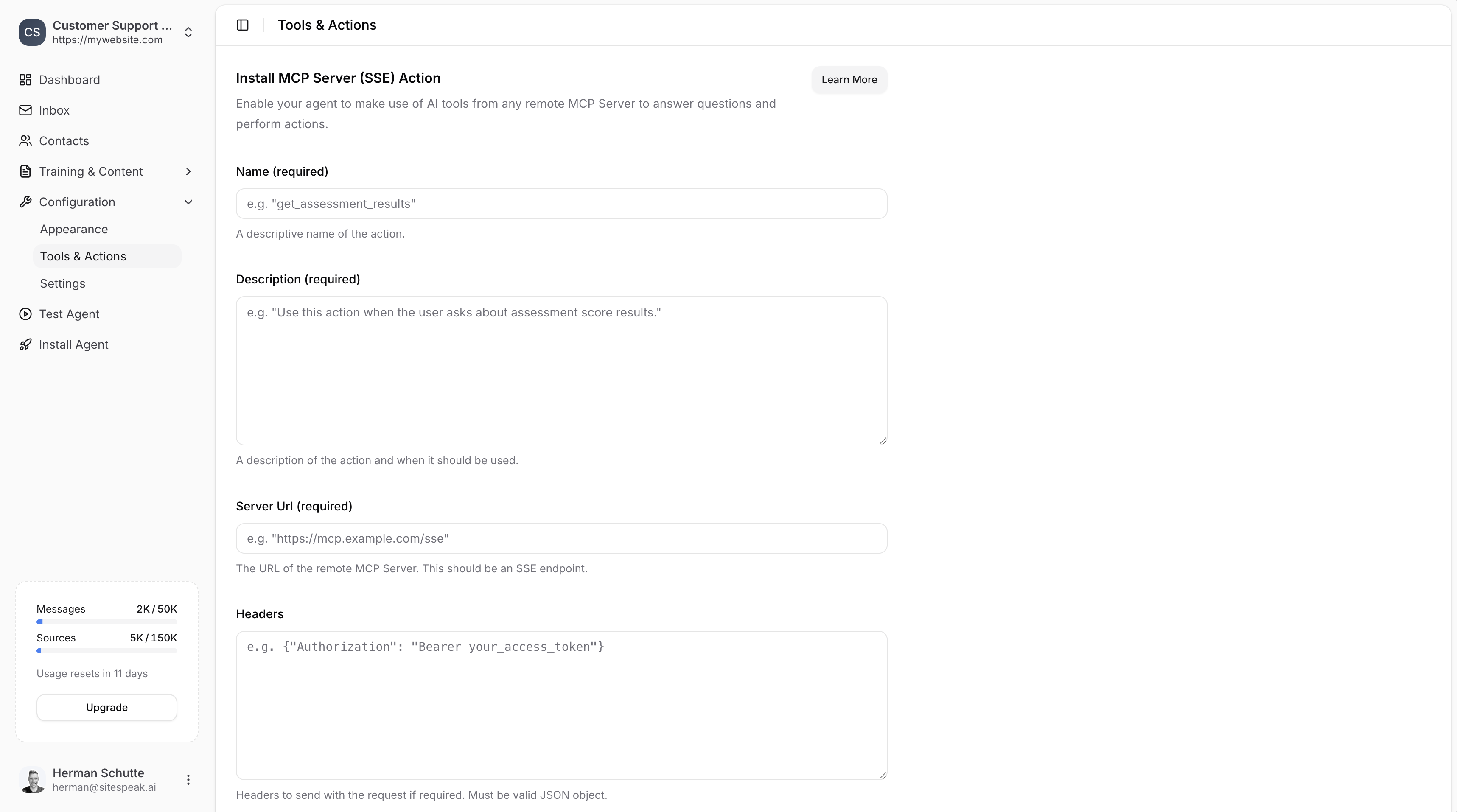 MCP Server configuration