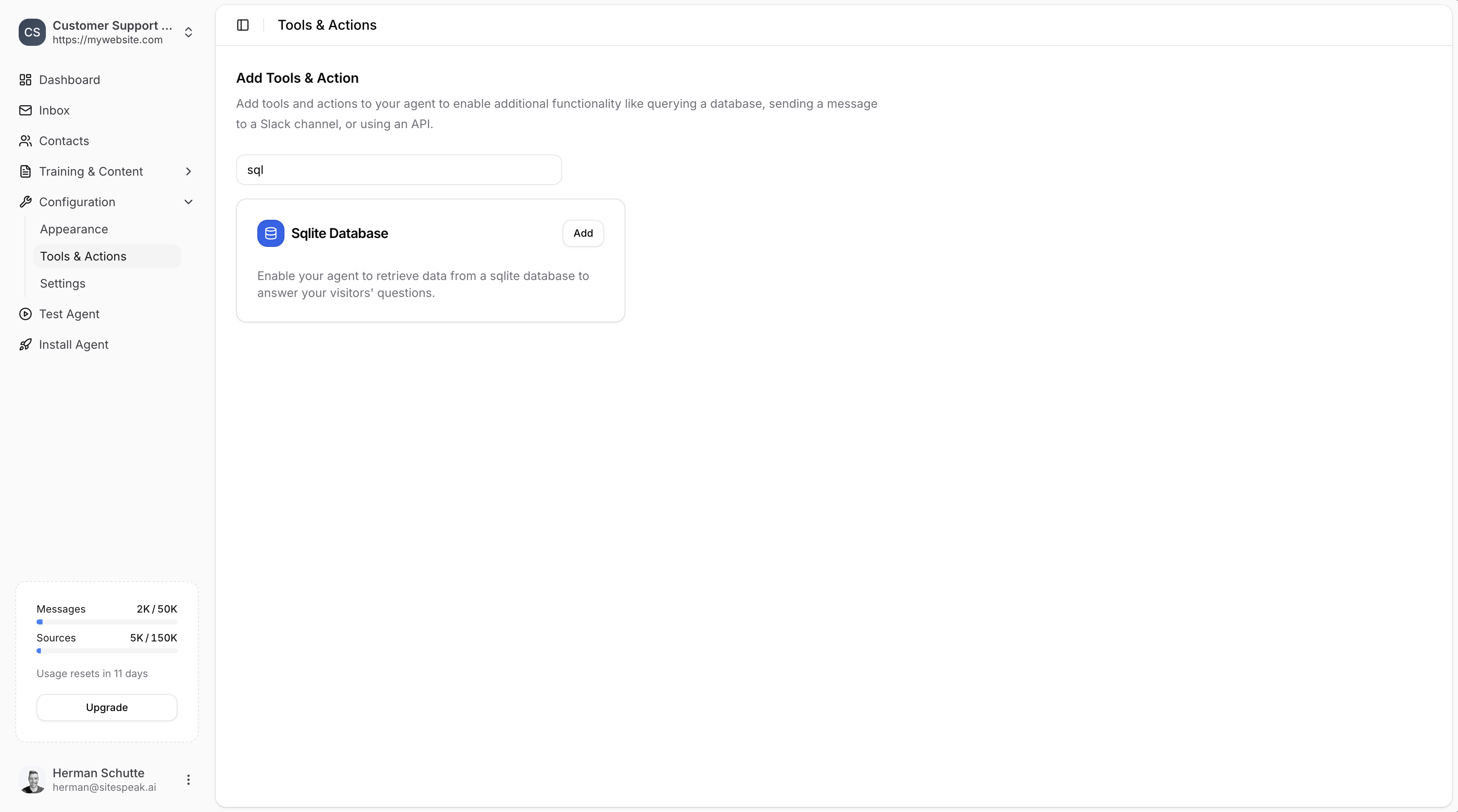 SQLite Database card