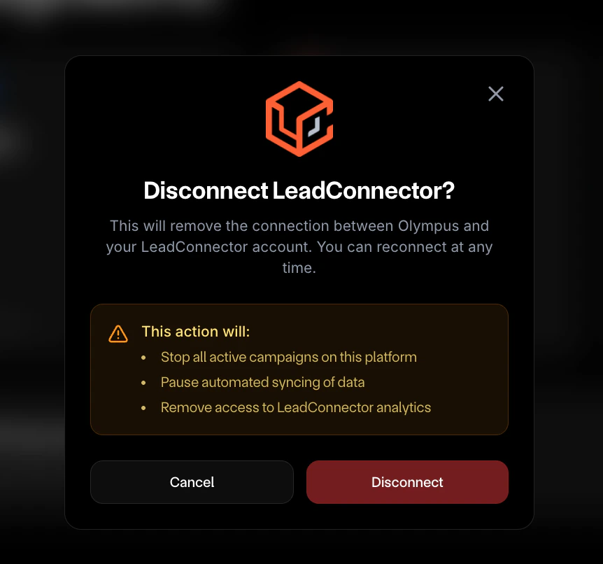 Disconnect confirmation