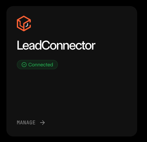 LeadConnector Connected Status