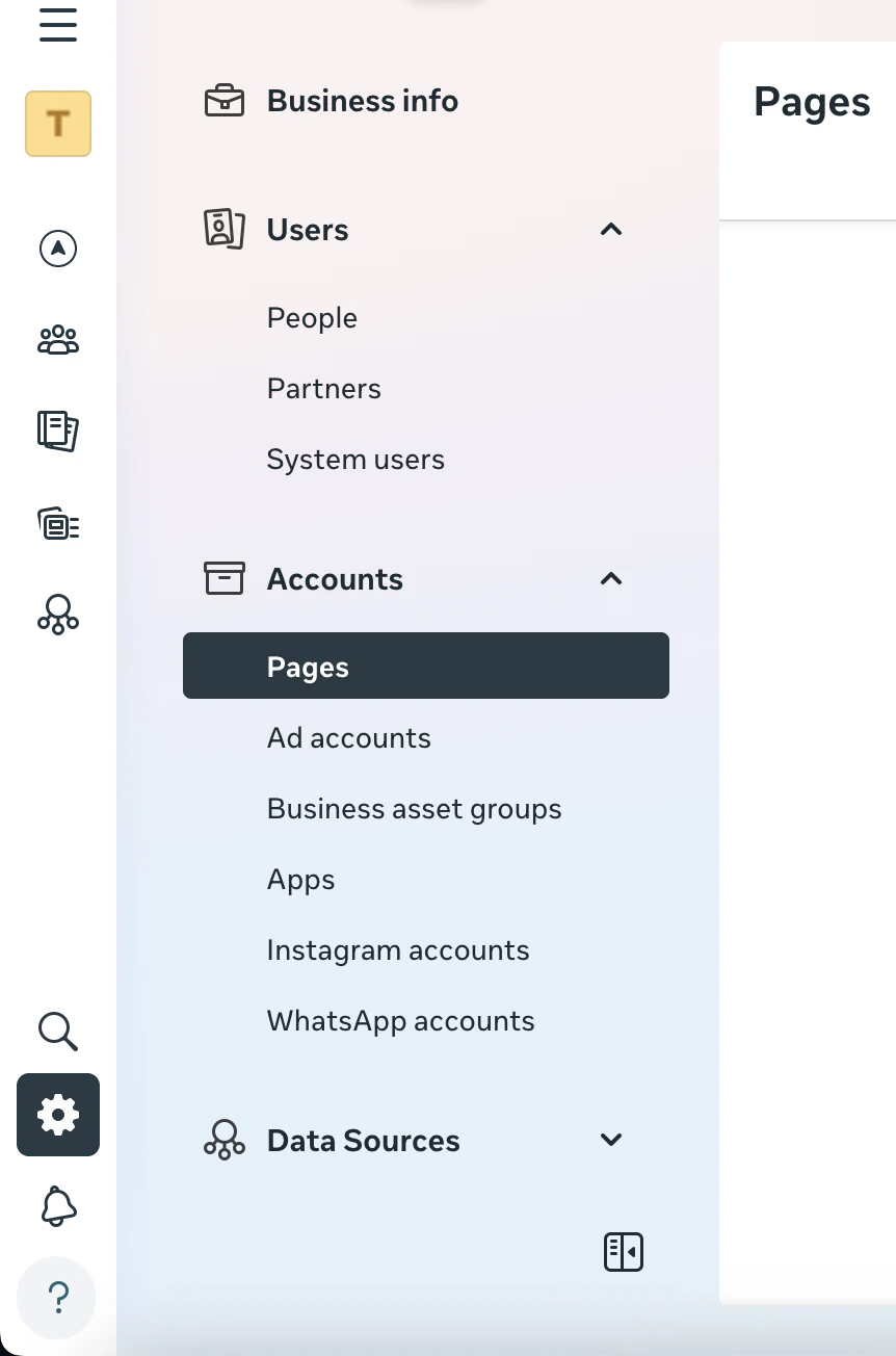 Business Settings Pages Section